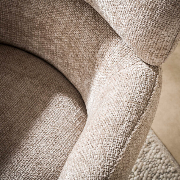 BelaLuz Retro hotel chique fauteuil Ridge Hoven zand draaibaar met brons onderstel