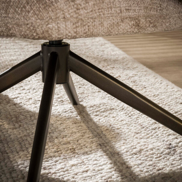 BelaLuz Retro hotel chique fauteuil Ridge Hoven zand draaibaar met brons onderstel
