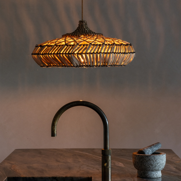 GOOD & MOJO Bohemian gevlochten hanglamp Rinjani naturel Ø50 cm S