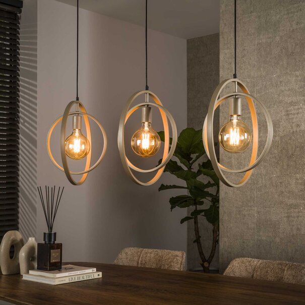 BelaLuz Shop the look Ozon beige lampenset met hanglamp tafellamp en vloerlamp