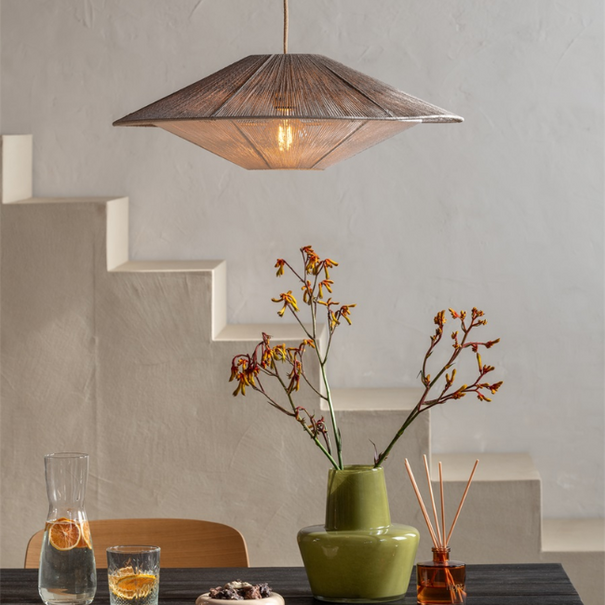 GOOD & MOJO Ibiza stijl hanglamp Lumbini grijs touw Ø60 cm L