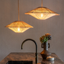 Ibiza stijl hanglamp Lumbini grijs touw Ø60 cm L