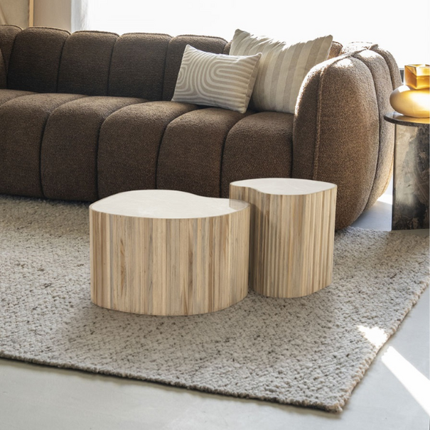 By-Boo Scandinavische Japandi salontafel Nice set van 2 naturel