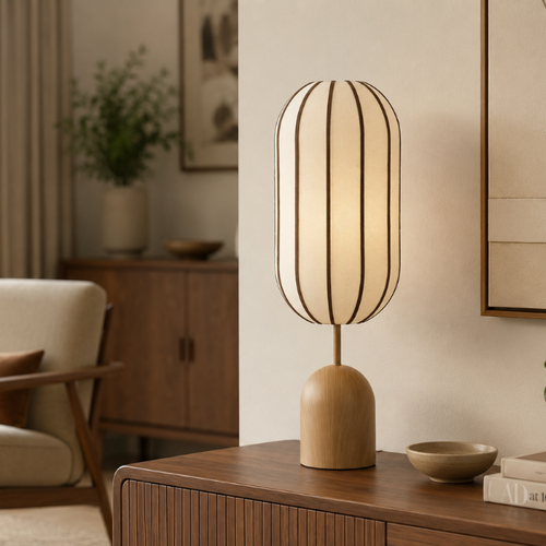 Wabi Sabi Japandi tafellamp Cocoon 1-lichts bruin
