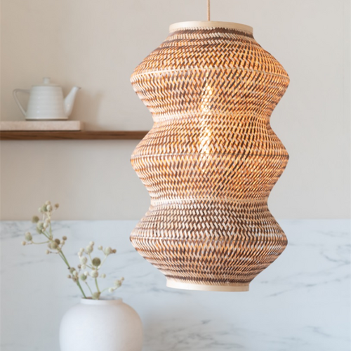 Ibiza stijl hanglamp Barbados 1-lichts naturel bruin