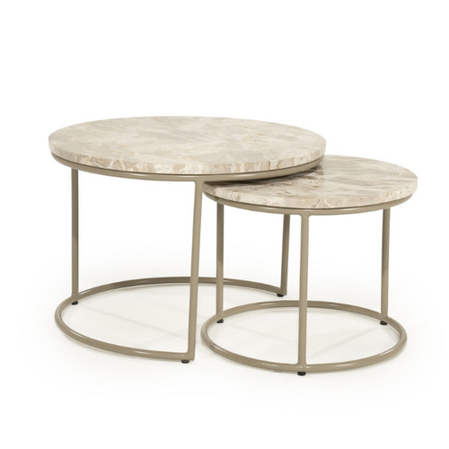 By-Boo Salontafel Alvar beige marmer set van 2