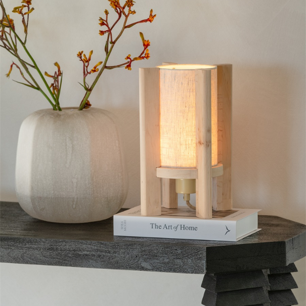 GOOD & MOJO Scandinavische tafellamp Corsica naturel hout