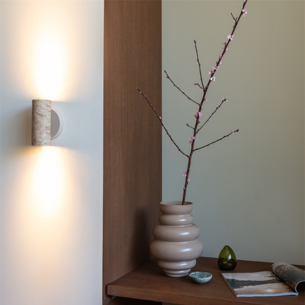 it's about RoMi Moderne Japandi wandlamp Tivoli 2-lichts travertin zand