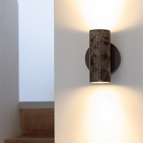Modern retro wandlamp Tivoli 2-lichts travertin bruin