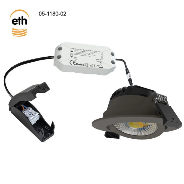 ETH Modern industriële inbouwspot Ronin 1-lichts Anodic brown dim to warm IP44
