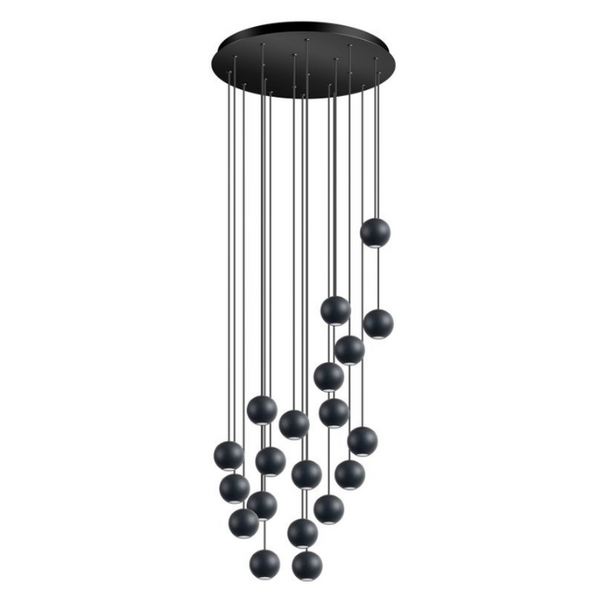 ETH Design Hanglamp Grace Ø50 cm 20-Lichts getrapt zwart verstelbaar