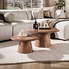 BelaLuz Moderne salontafel Lune set van 2 massief acaciahout bruin