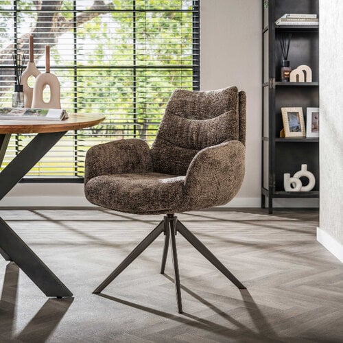 Hotel chique eetkamerstoel Lush draaibaar Hoven taupe bruin