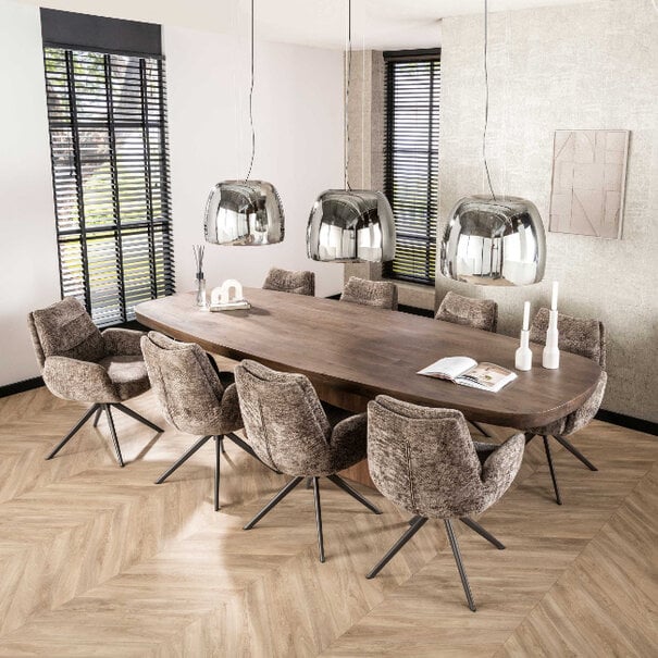 BelaLuz Hotel chique eetkamerstoel Lush draaibaar Hoven taupe bruin