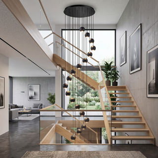 Hanglamp Grace 20-Lichts getrapt zwart