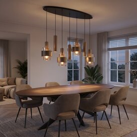 Hanglamp Marrone 7-lichts brons ovaal