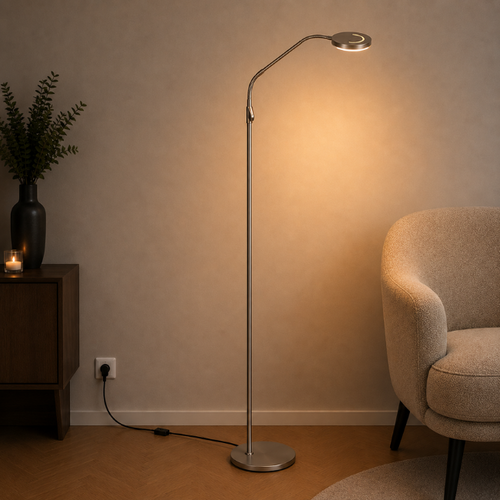 Moderne leeslamp Soleil 2 staal met afstandsbediening