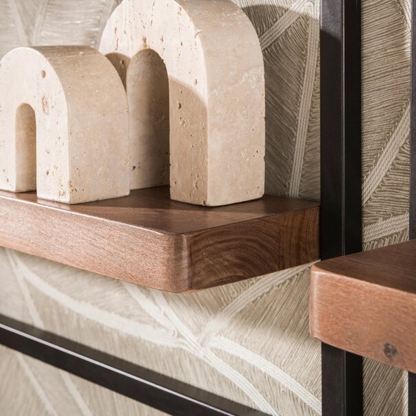 BelaLuz Moderne wandschap Carve set van 5 Massief acacia bruin met brons frame