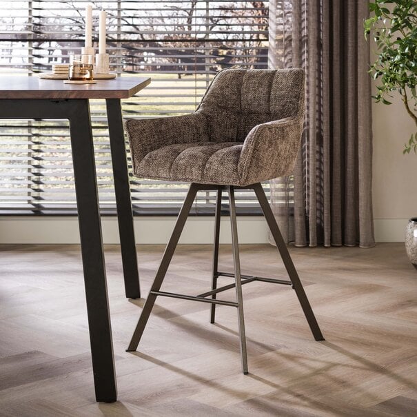 BelaLuz Moderne barstoel Axis draaibaar Hoven taupe brons