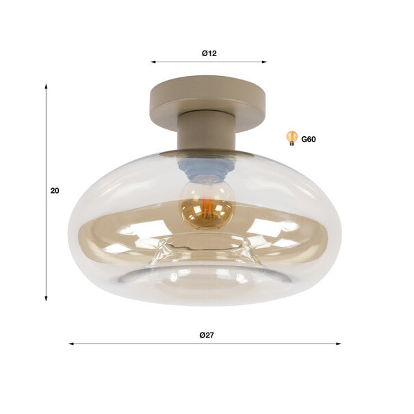 BelaLuz Moderne plafondlamp Sorro 1-lichts beige