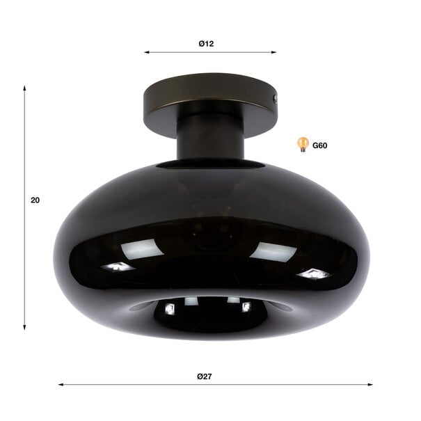 BelaLuz Modern industriële Plafondlamp Sorro 1-lichts Sienna brown