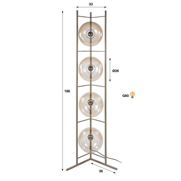 BelaLuz Moderne vloerlamp Sorro 4-lichts Beige