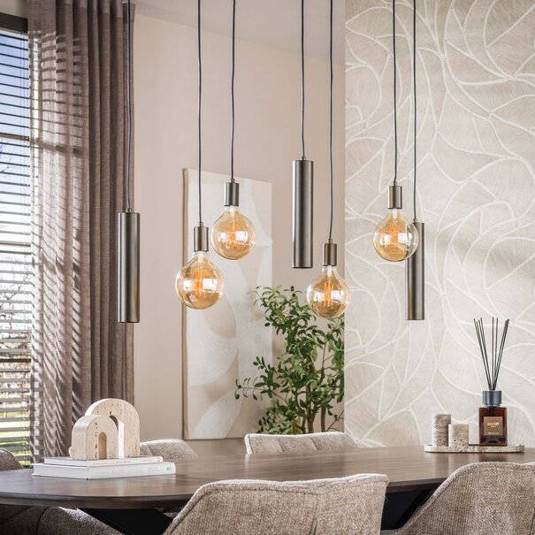 BelaLuz Modern industriële hanglamp Brisa 7-lichts Sienna brown