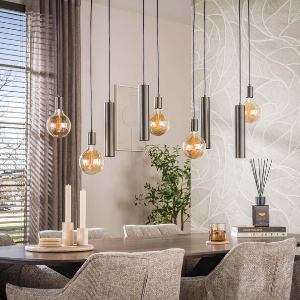 BelaLuz Modern industriële hanglamp Brisa 9-lichts Sienna brown