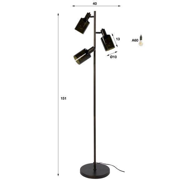 BelaLuz Moderne vloerlamp Calore 3-lichts Sienna brown