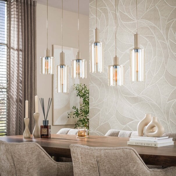 BelaLuz Moderne hanglamp Calenza 6-lichts beige