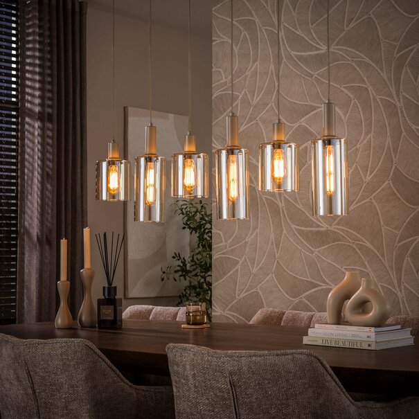 BelaLuz Moderne hanglamp Calore 6-lichts beige