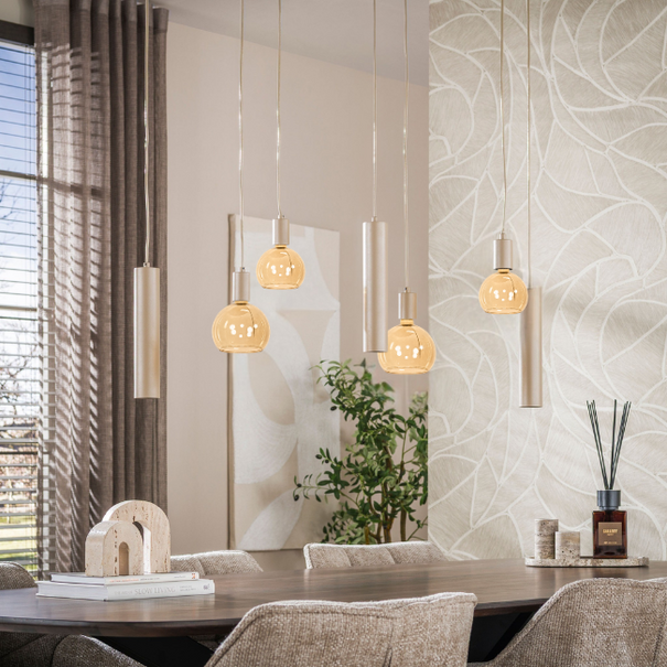 BelaLuz Moderne hanglamp Brisa 7-lichts beige