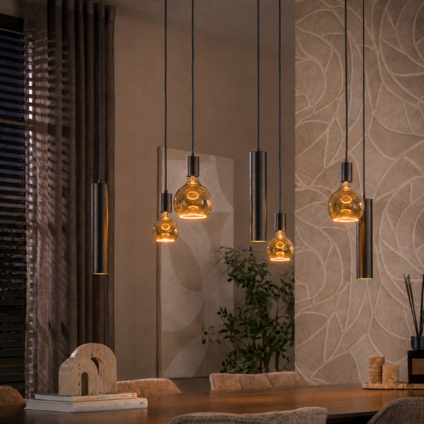 BelaLuz Modern industriële hanglamp Brisa 7-lichts Sienna brown