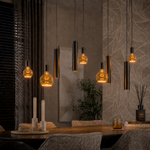 Modern industriële hanglamp Brisa 9-lichts Sienna brown