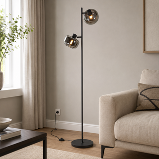 Vloerlamp Tenebris 2-lichts smoke glas