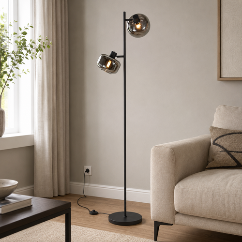 Moderne vloerlamp Tenebris 2-lichts smoke glas