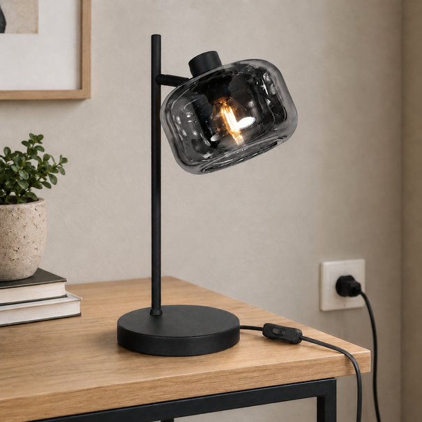 Steinhauer Moderne tafellamp Tenebris 1-lichts smoke glas