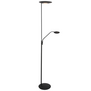 Moderne Uplighter Zenith 2 met leesarm en afstandsbediening zwart
