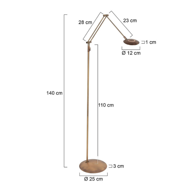 Steinhauer Moderne vloerlamp Zenith 2 brons zwenkarm met afstandsbediening