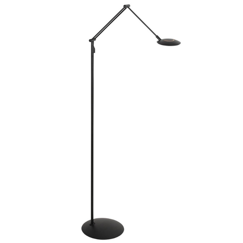 Moderne vloerlamp Zenith 2 zwart zwenkarm met afstandsbediening