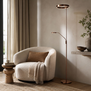 Modern industriële uplighter met leeslamp Soleil 2 brons