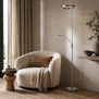 Modern industriële uplighter met leeslamp Soleil 2 staal