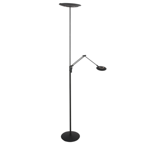 Moderne design uplighter met leeslamp Zenith 2 zwart met dubbele reflector