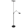 Moderne design uplighter met leeslamp Zenith 2 zwart met dubbele reflector