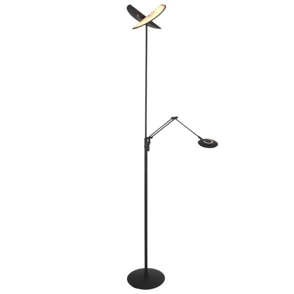 Steinhauer Moderne design uplighter met leeslamp Zenith 2 zwart met dubbele reflector