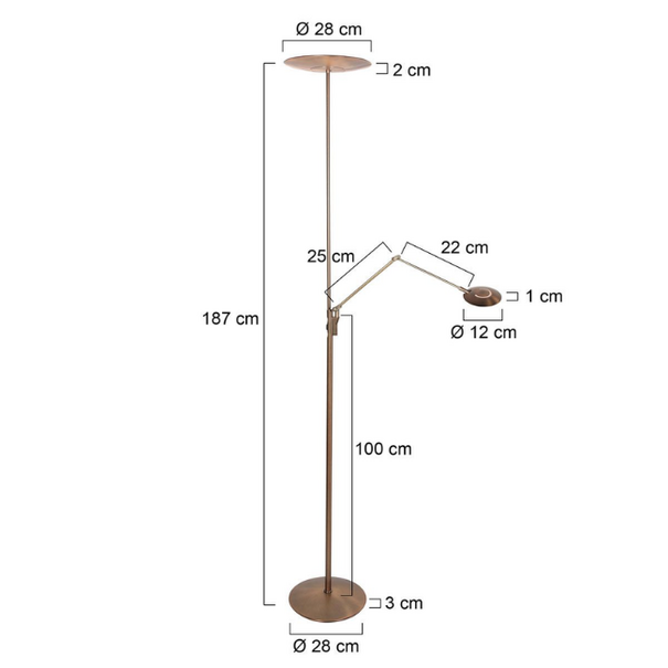 Steinhauer Moderne design uplighter met leeslamp Zenith 2 brons met dubbele reflector