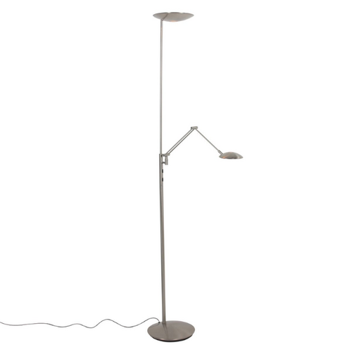 Moderne uplighter met leesarm Daphne 2 staal