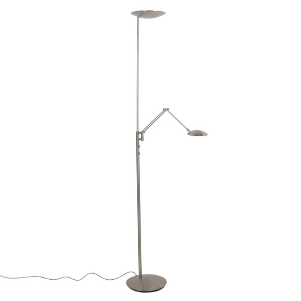 Steinhauer Moderne uplighter met leesarm Daphne 2 staal