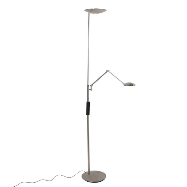 Steinhauer Moderne uplighter met leesarm Daphne 2 staal
