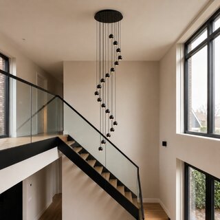 Hanglamp Grace 20-Lichts getrapt zwart